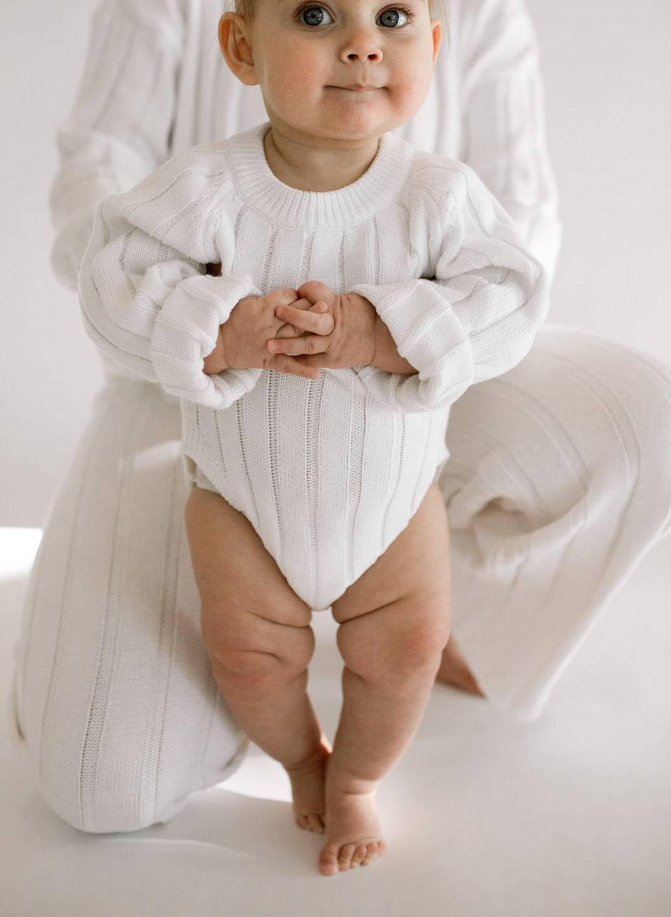 Wide Ribbed Knit Onesie 'Dove'