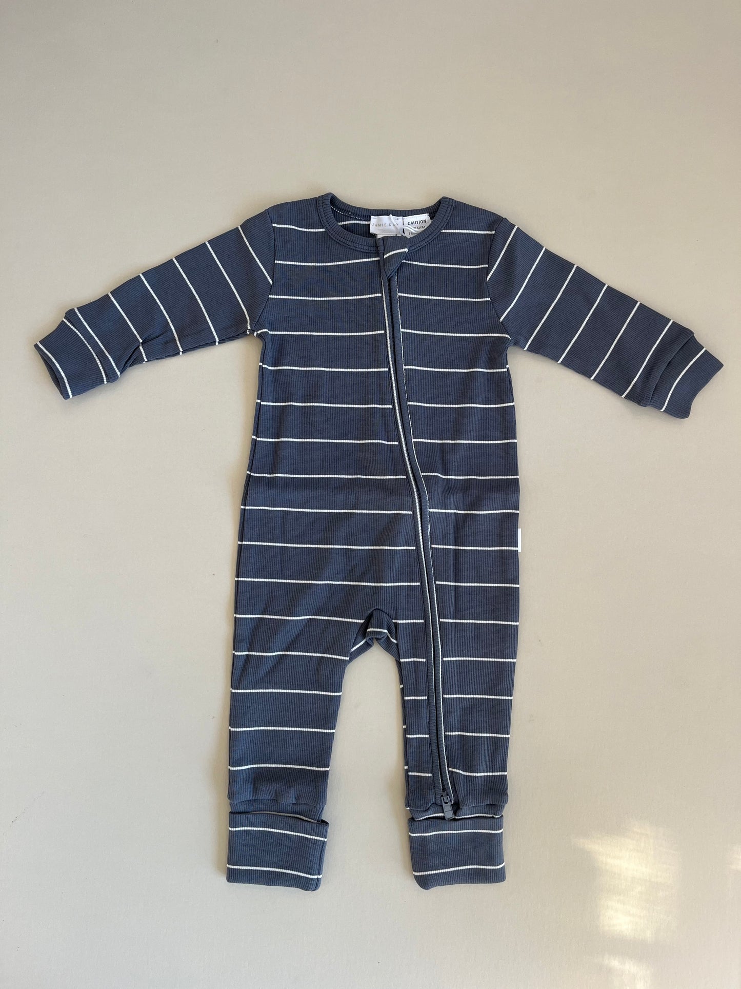 Organic Cotton Fine Rib Gracelyn Onepiece - Gracelyn Stripe Lava/Cloud