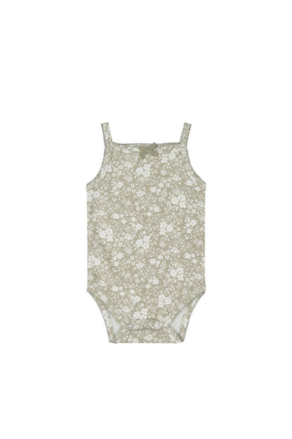 Organic Cotton Bridget Singlet Bodysuit - Pansy Floral Mist