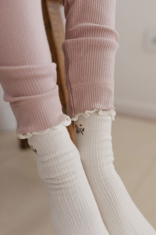 Emilia Frill Ankle Sock - Egret